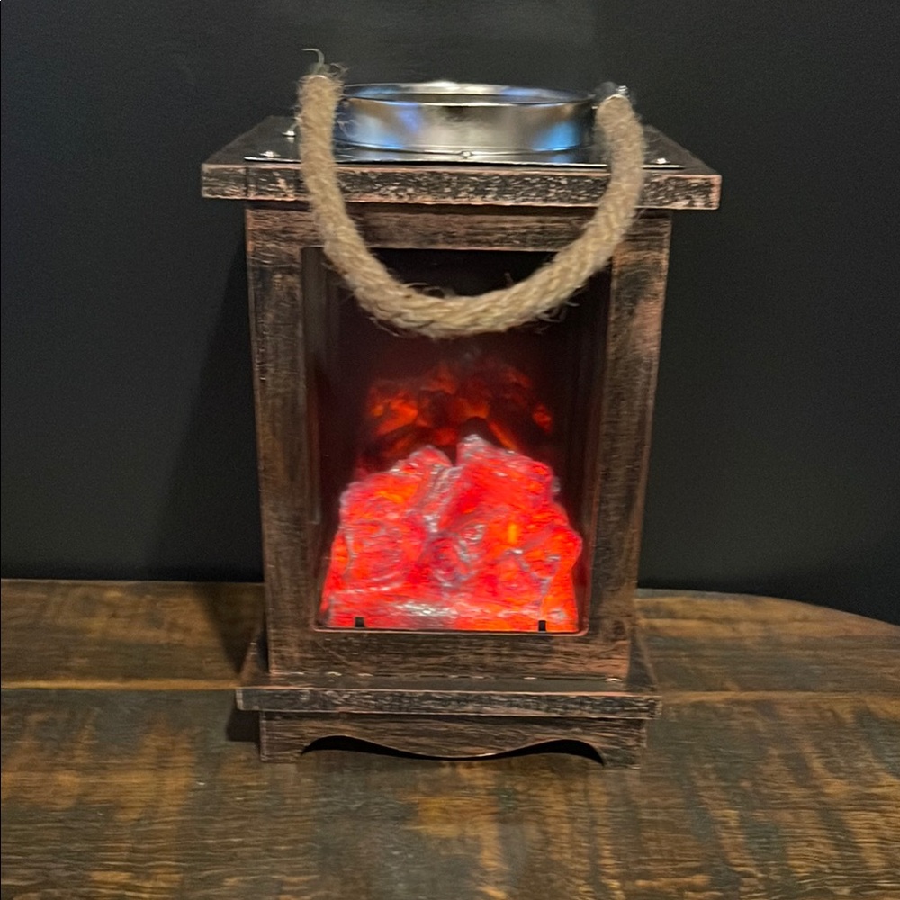 Vintage Rustic Lantern with Red Ambers